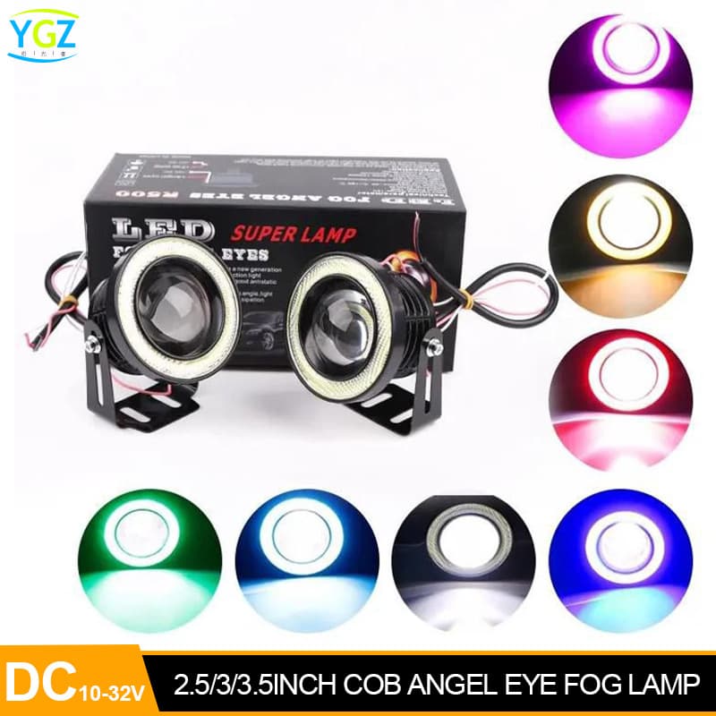New Cob Car Fog Lights Led 30w Angel Eyes Transparent Lens For Daytime Driving 2.5/3/3.5 Inch Fog Lights Bull Eye Lamp