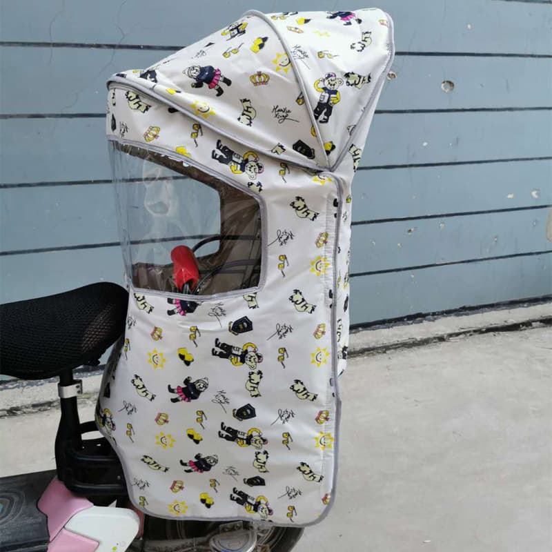 Enlarged Rear Child Seat for Bicycles with Canopy, Baby E-Bike Rear Seat, Sun and Rain Cover with Cotton Canopy