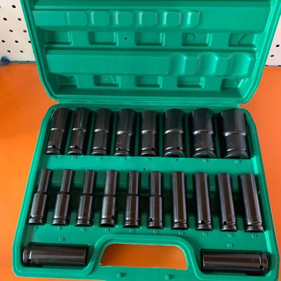 Large Impact Wrench Socket Set with Extended Hex Wrench for Automotive and Machinery Repair, 8-32mm