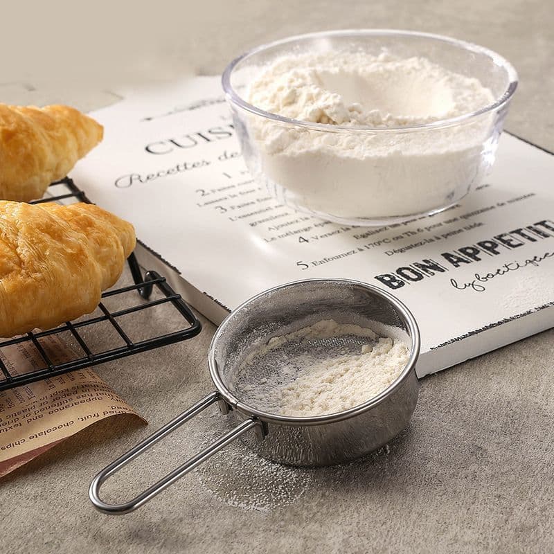 Mini Flour Sieve Cake Dessert 304 Stainless Steel Mesh Coffee Powdered Sugar Cocoa Powder Sprinkler Baking Filter