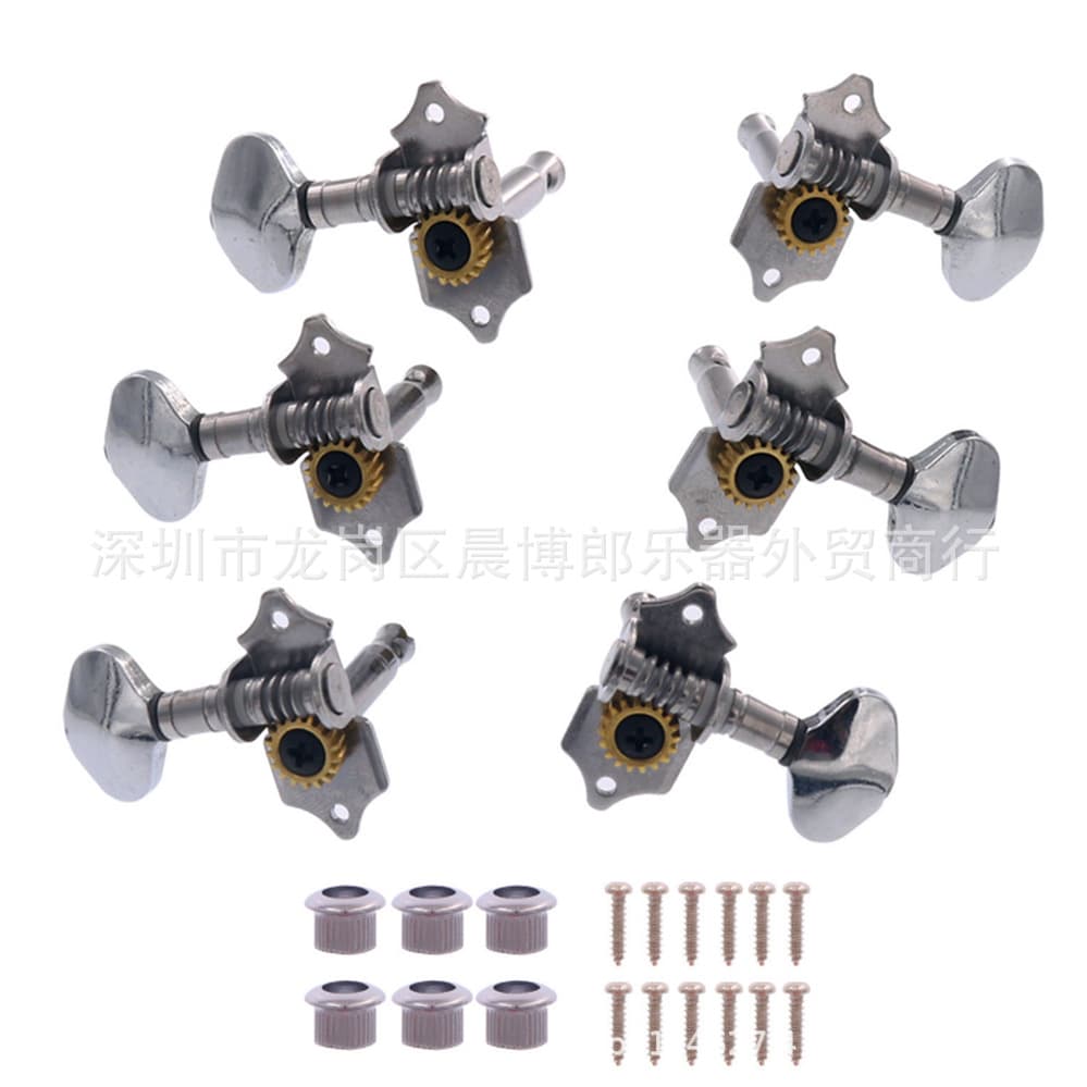 Guitar Parts Guitar Tuning Pegs Guitar String Winder Metal Head Semi-Enclosed Chrome-Plated Tuning Pegs Silver