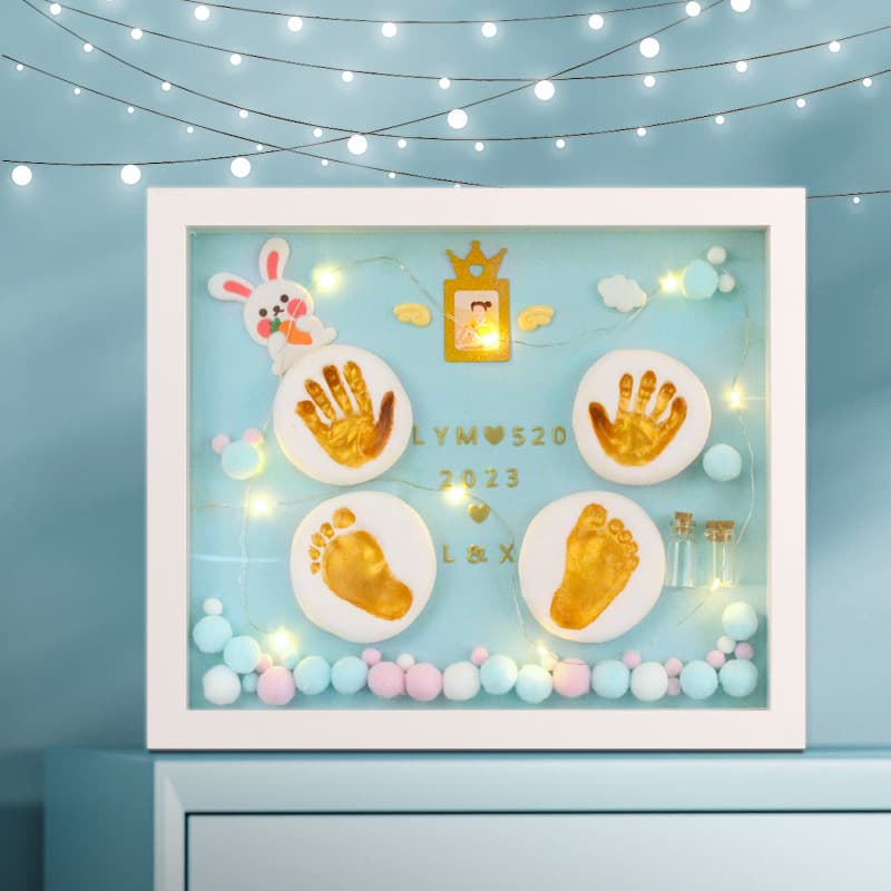 Baby hand and footprint clay, children's hand and footprint clay, DIY baby and newborn 100-day celebration, first birthday, full moon celebration clay photo frame