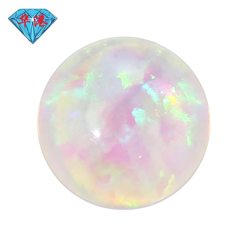 Huagang Gemstone Round Simulated Opal Gemstone OPAL Loose Stone Flat Back Cabochon Synthetic Australian Opal #17G2