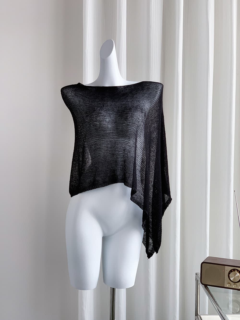 Casual Pullover Irregular Loose Cape Off-Shoulder Knit 2025 New Summer Thin Sun Protection Cover-Up Top