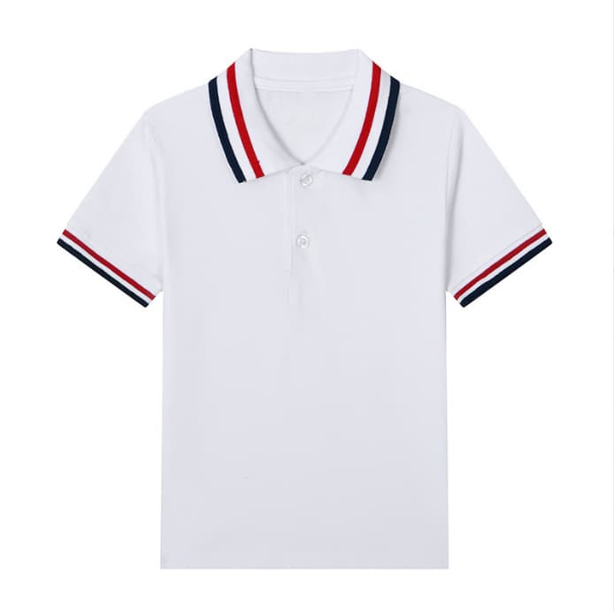 Summer Boys Short Sleeve Polo Shirt School Uniform for Primary, Middle, and High School Students Children White Collar T-Shirt Girls Graduation Class Wear
