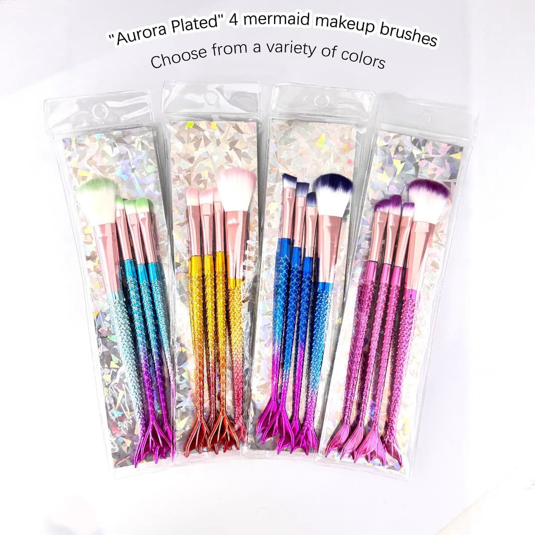 Mermaid gradient eye makeup brush PVC bag bifurcated fish tail makeup blending brush cross-border best-selling item