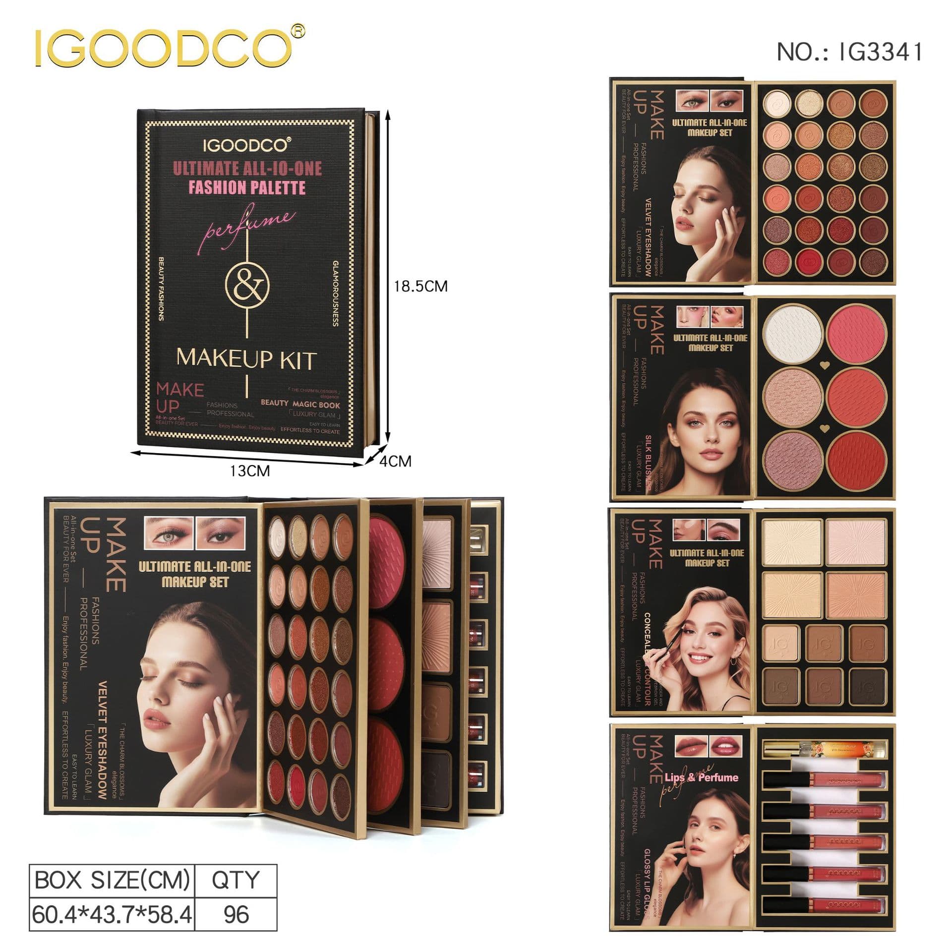 New Cross-Border Trade Book Eyeshadow Palette with Shimmer, Matte, Glitter, and Sparkle, Stage Makeup and COS Makeup Book