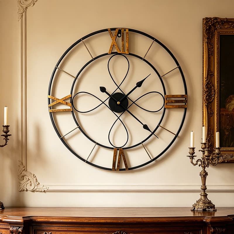 Amazon Source Wall Clock Cross-border Simple Clock Retro Decorative Wall Clock Cross-border Round Iron Wall Clock