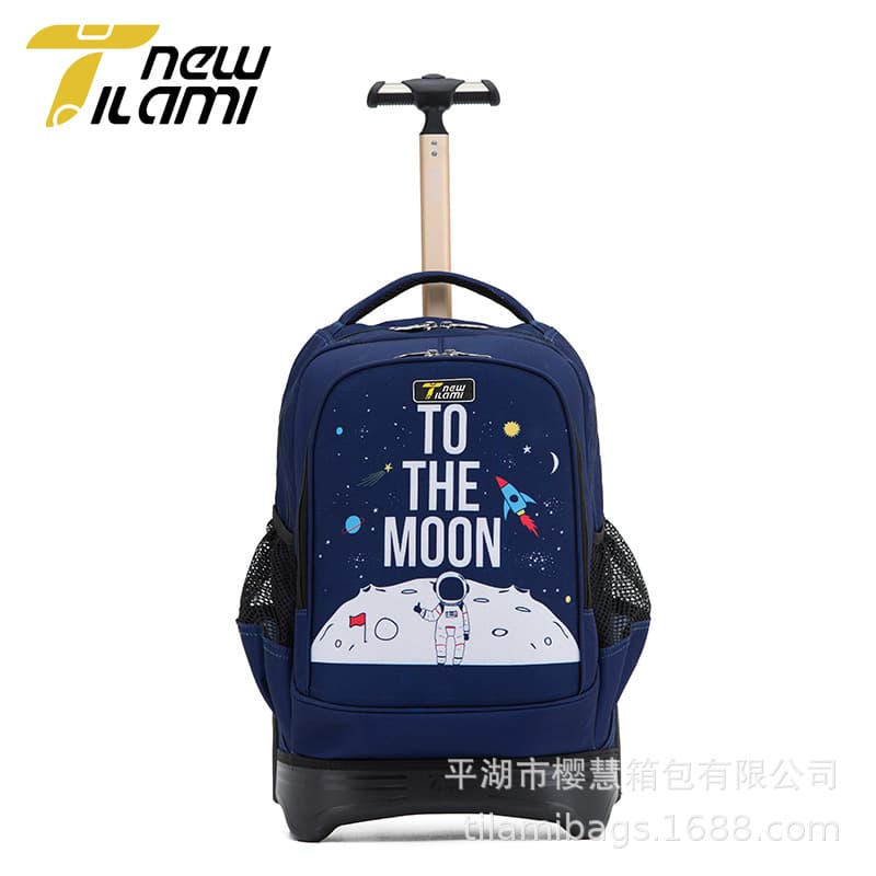 Upgraded Three-Wheel Trolley Backpack for Upper Grade Students
