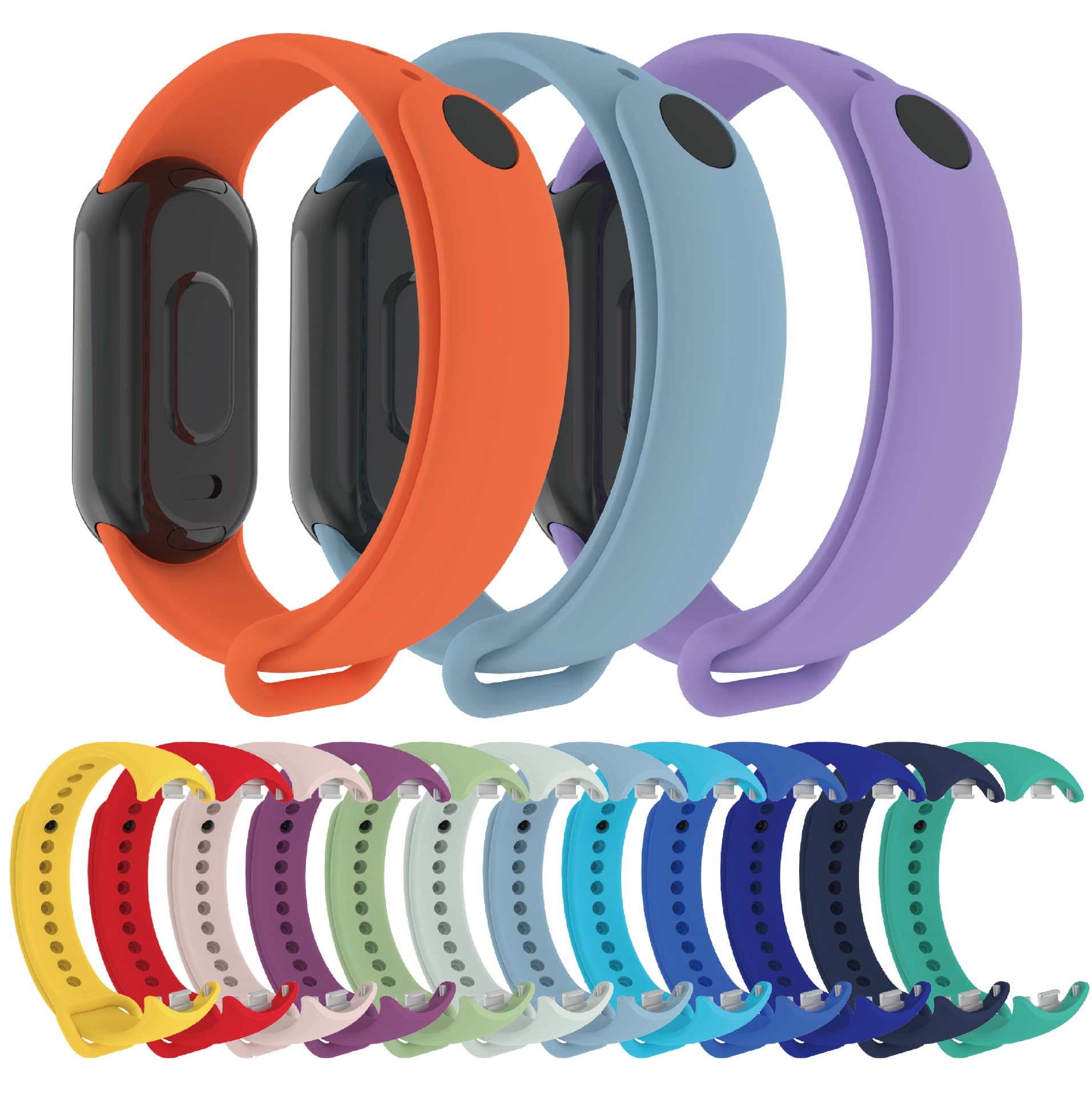 Compatible with Xiaomi Mi Band 8/9/10, Metal Buckle Strap Universal Silicone Watch Band, Multiple Colors