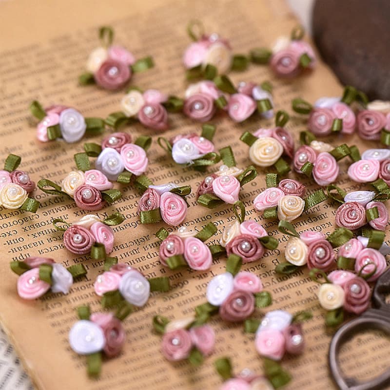 Ribbon 3D Hand-sewn Three-color Small Flower Clothing Accessories Garment Ornaments Hair Accessories Hanfu Handmade Applique Material