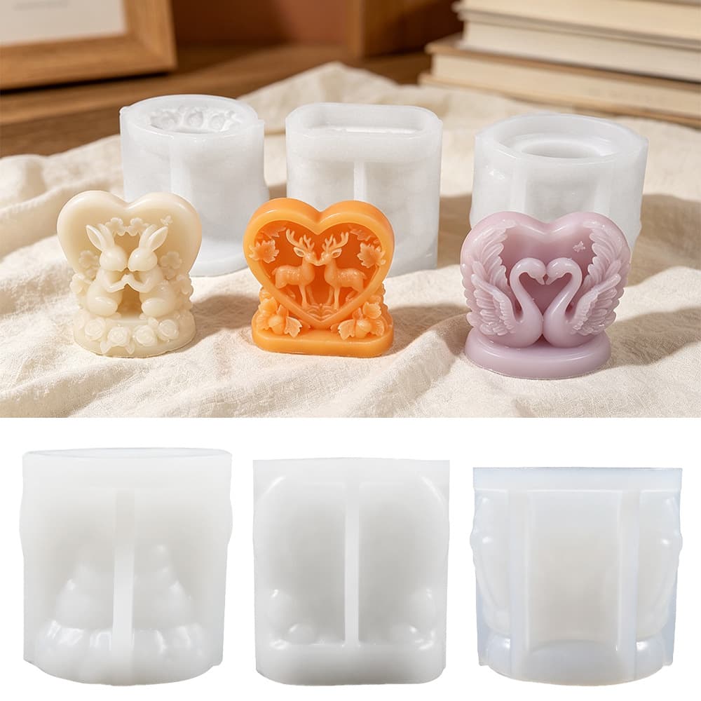 Van Gogh's New DIY Crystal Heart-Shaped Elk, Swan, and Rabbit Home Decor Ornaments Silicone Mold