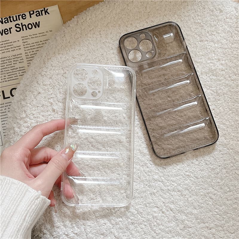 Summer simple, fresh and three-dimensional suitable for Apple 17pro transparent down jacket 16pro/15pro/14 mobile phone case