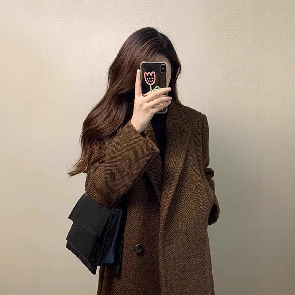 Korean Style Suit Lapel High-end Wool Coat Women Autumn/Winter 2025 New Arrival Knee-length Mid-Length Wool Coat