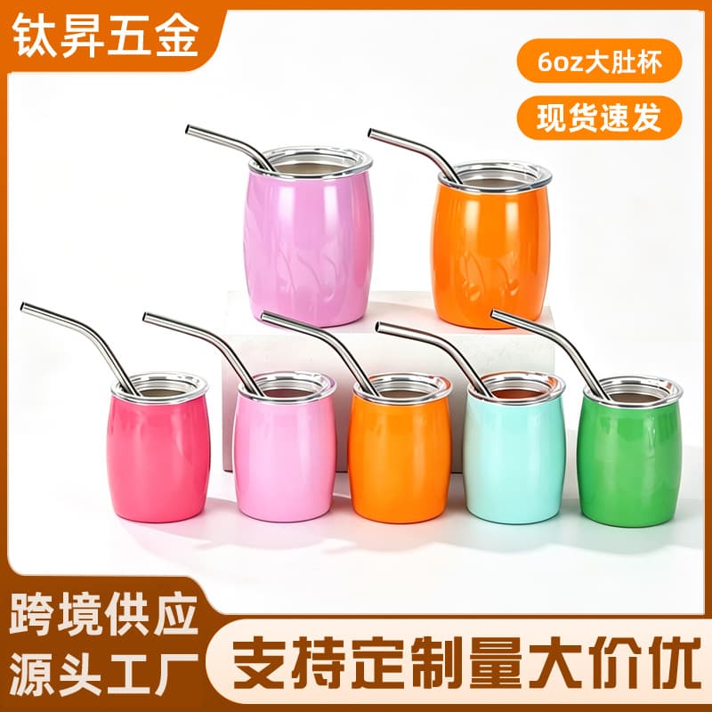 New mini 6oz egg-shaped pot belly cup 304 stainless steel insulated cup mini high-looking red wine champagne cup wholesale