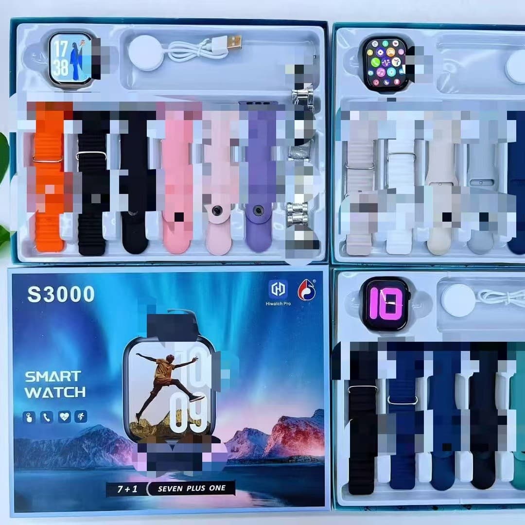 S3000 Smart Watch Bluetooth Call 7+1 Set Watch Sports Pedometer Heart Rate Blood Oxygen Health Monitoring Factory