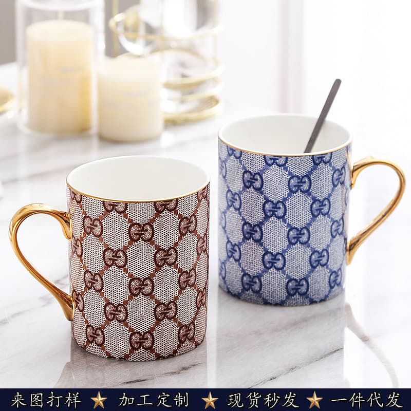 European Creative Ins Ceramic Cup Gold Rim Milk Tea Mug Cross-border Household Coffee Mug Wholesale