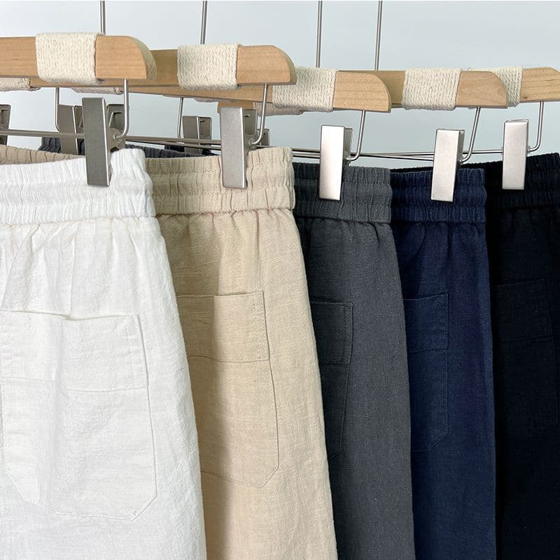 Men's Linen Shorts Summer Linen Five-Point Pants Beach Shorts Loose Casual Linen Shorts
