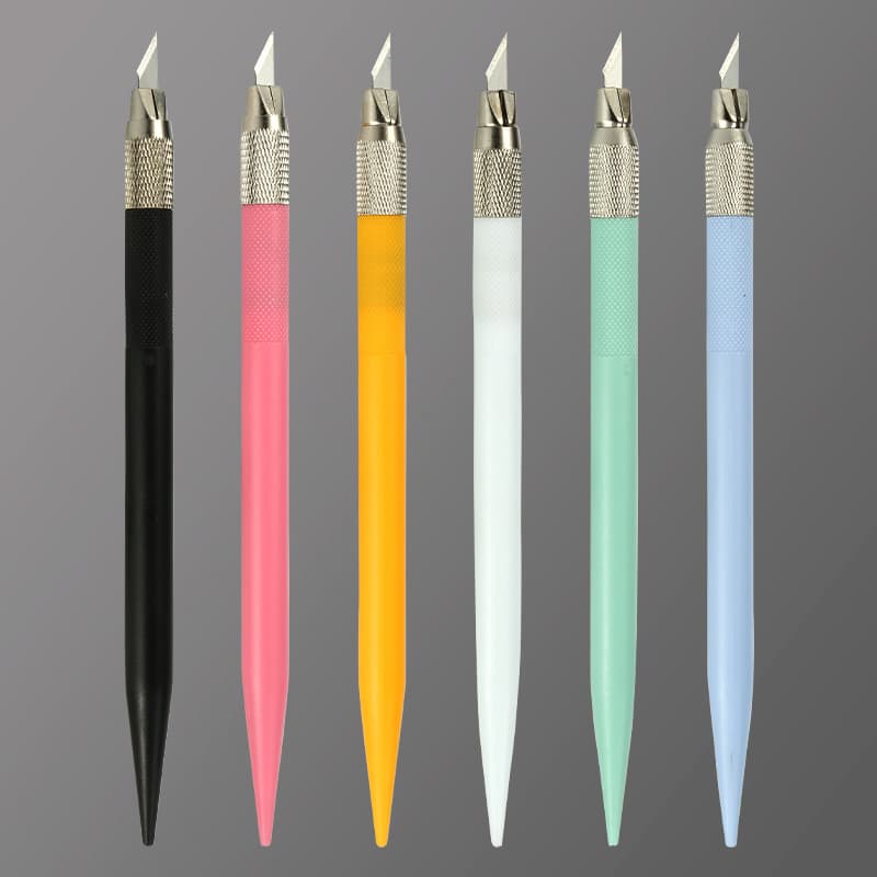 Huanmei Carving Knife for Handcrafting, Scrapbooking, Rubber Stamp Cutting, Colored Handle with Metal Film Blade