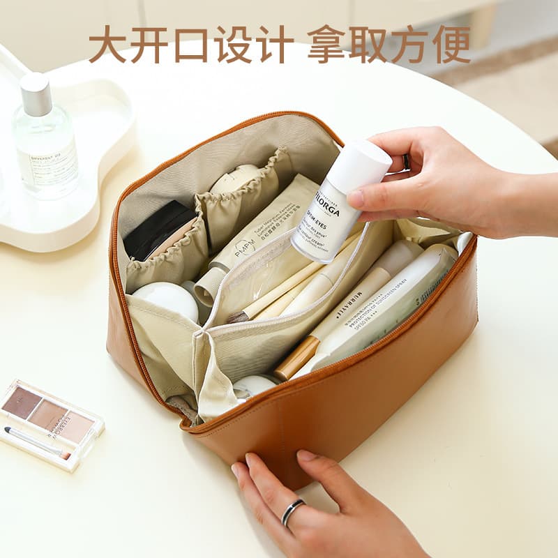 2022 New Style Makeup Bag, Large Capacity, Popular on Instagram, PU Leather, Portable Travel Pillow Bag