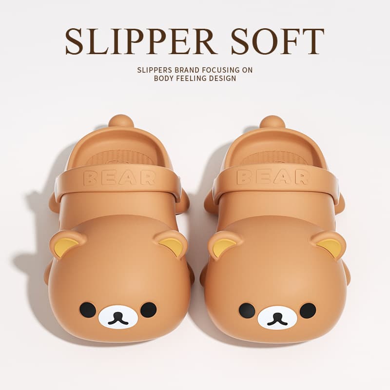 Relaxed Bear Clog Sandals for Women Summer 2025 New Chunky Sole Lazy Ins Style Trendy Closed-Toe Half Slippers for Girls