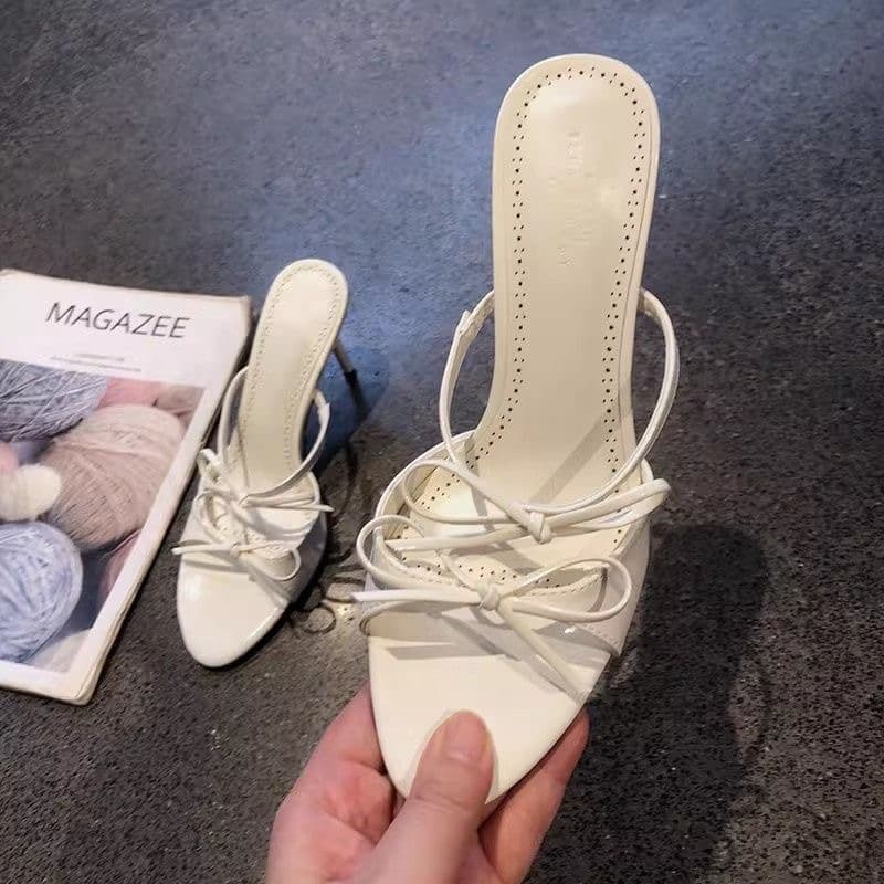 Beautiful French-Style Bow-Knot High-Heeled Sandals for Women, 2026 Summer New Style, Open-Toe, Elegant Stiletto Heels, High-Heeled Women's Shoes