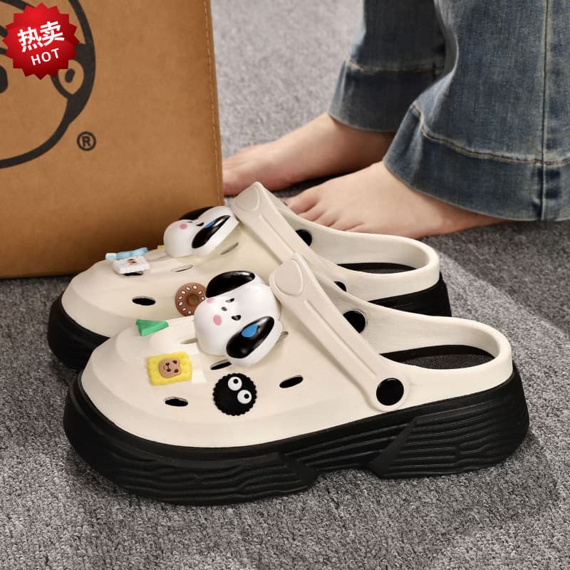 Dopamine-Boosting Summer Clogs for Girls, Simple Thick-Soled Toe-Covered Korean Style Flat Sandals for Women