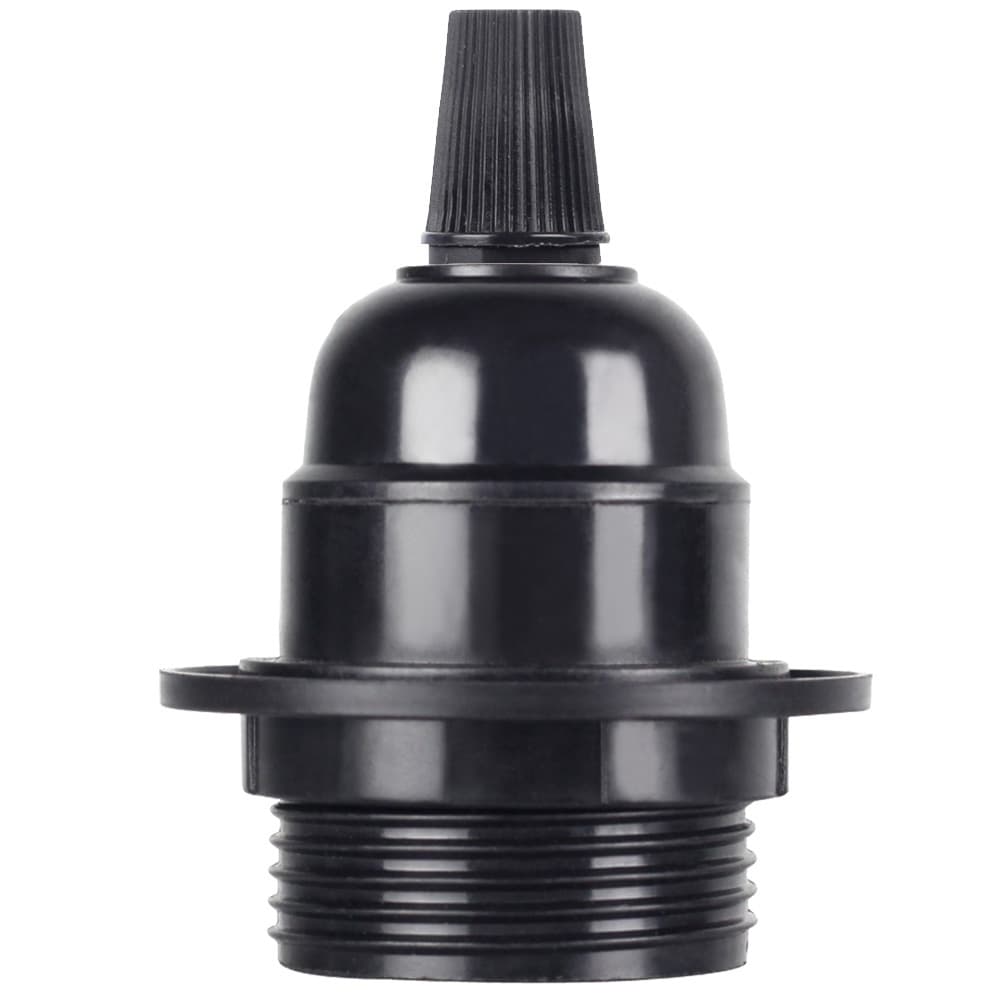 PPA Plastic VDE Certified E27 Screw Base Black Lamp Holder 250V 4A Bare Half-Thread Bulb Socket with Wire Clip