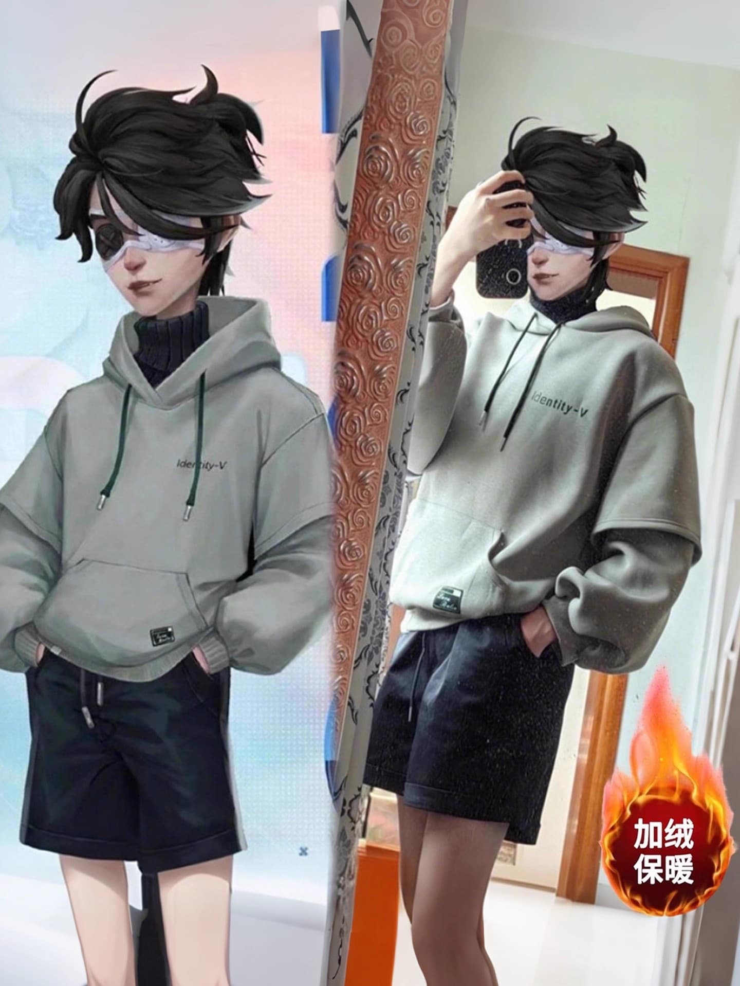 The popular Identity V Team e-sports cos team series men's and women's winter velvet hooded clothing