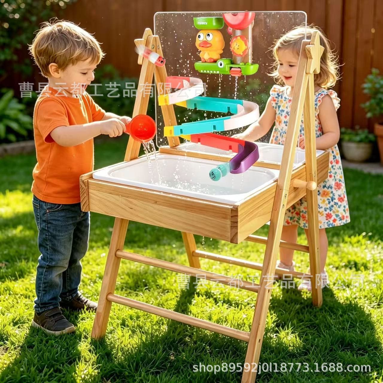 Cross-border wooden children's toy table kindergarten sensory training activity table adjustable baby sand and water table toys