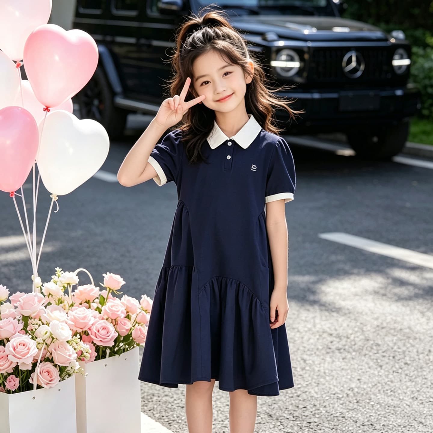 Girls Big Kid Dress 2026 New Style Short Sleeve Polo Dress Sport Casual Summer School Blue