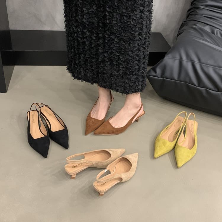 Brown Retro High Heel Toe-Covered Sandals, Fairy Shoes 2025 New Spring/Summer, Pointed Toe Shoes for Dresses