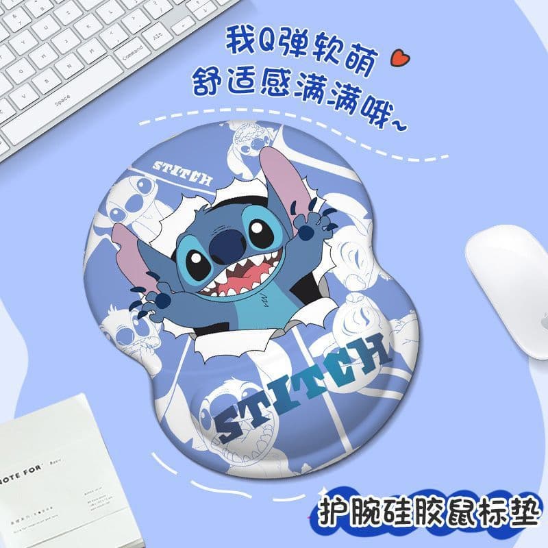 Cute Stitch Mouse Pad Wrist Rest Silicone Keyboard Palm Support Office Thickened Wrist Pad 3D Ergonomic for Women