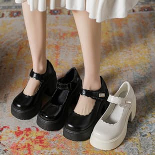 British Style Leather Shoes for Women 2023 Spring/Autumn New Thick Sole Platform 10cm Mary Jane Chunky Heel High Heel Pumps