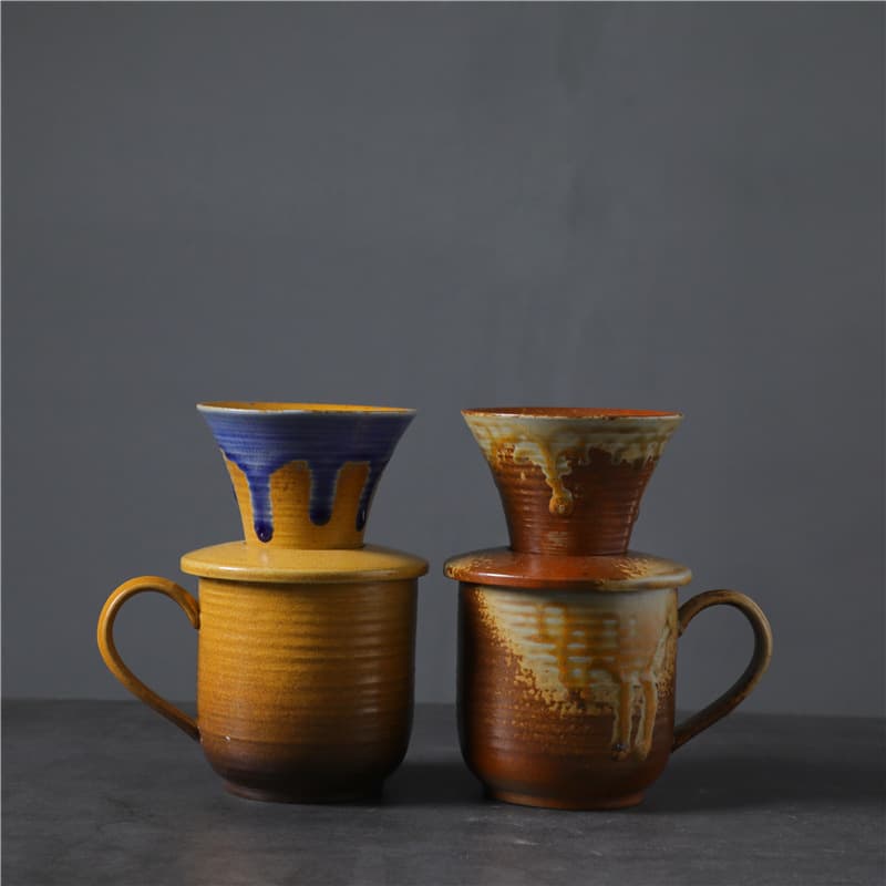 Ceramic pour-over coffee maker set, a hot-selling cross-border e-commerce product, featuring a ceramic filter cup, coffee filter, and drip coffee sharing pot.