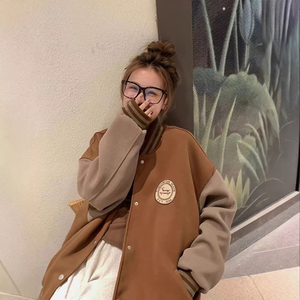 2025 New American Ins Trendy Baseball Jacket Women's Spring/Autumn Vintage Student Loose Jacket