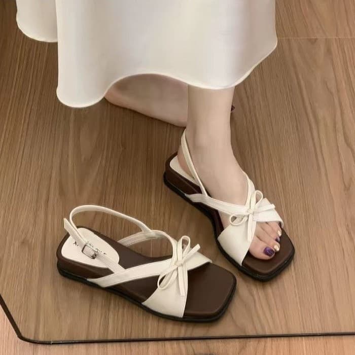 French Style Soft Butterfly Knot Strap Sandals Women Outdoor 2026 Summer New Thick Sole for Dresses Roman Sandals