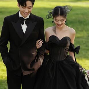 Black Main Wedding Dress Luxury New Style Studio Photography Dress Hepburn Style Light Veil Travel Shoot Banquet Dress
