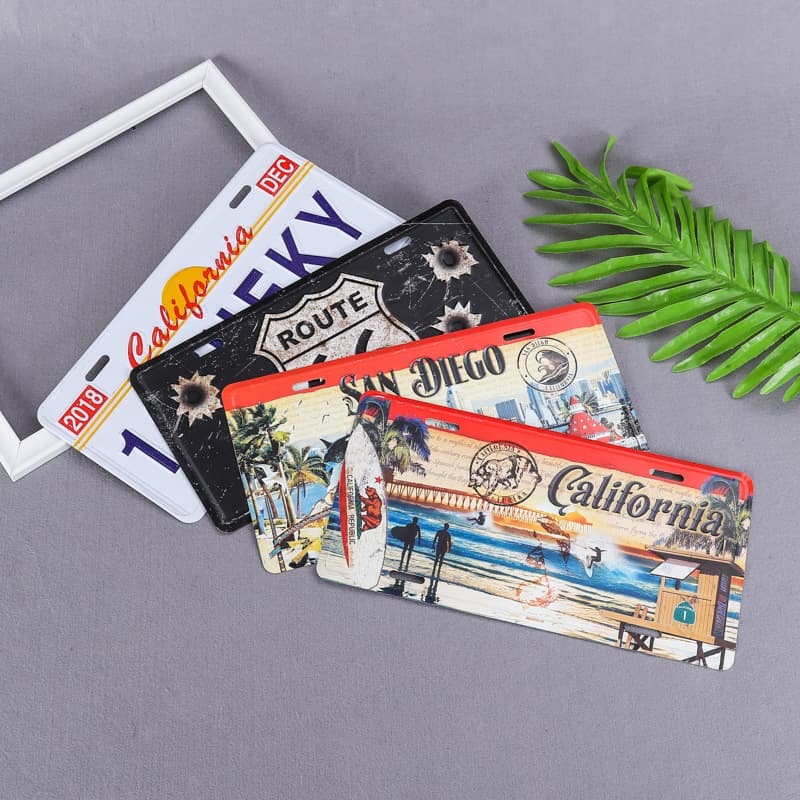 Custom Vintage American Retro Distressed Aluminum Tin Sign for Bar Coffee Shop Decor Old License Plate Wall Art