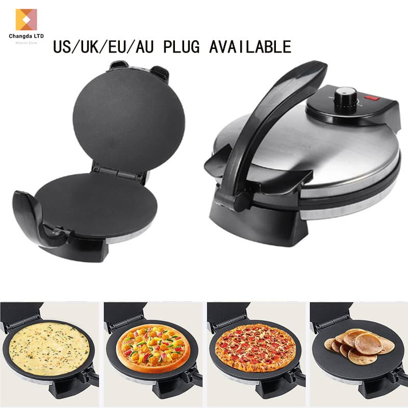 High Power Adjustable Temperature Pancake Maker Spring Roll Pizza Electric Pancake Wok Double Sided Heating 26-28cm Diameter