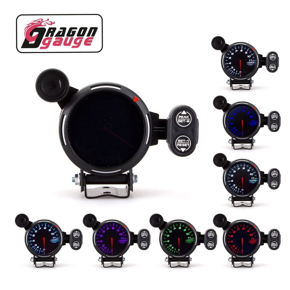 Modification car meter tachometer, 3.15-inch 80mm/12V seven-color white light racing modification tachometer.