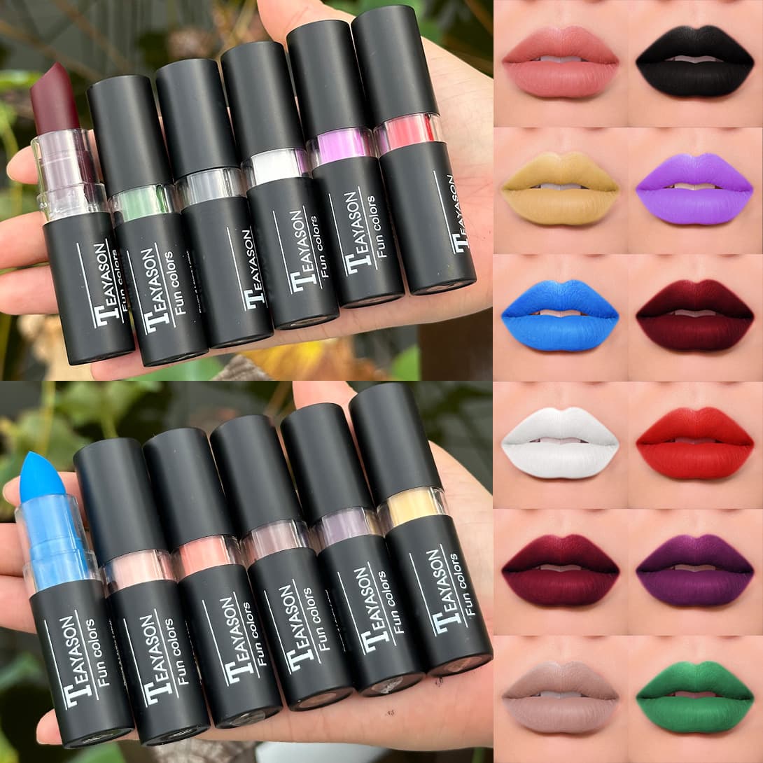 Cross-border Dark Lipstick White Vampire Olive Green Black Purple Halloween Creative Makeup Vintage Blood Lipstick