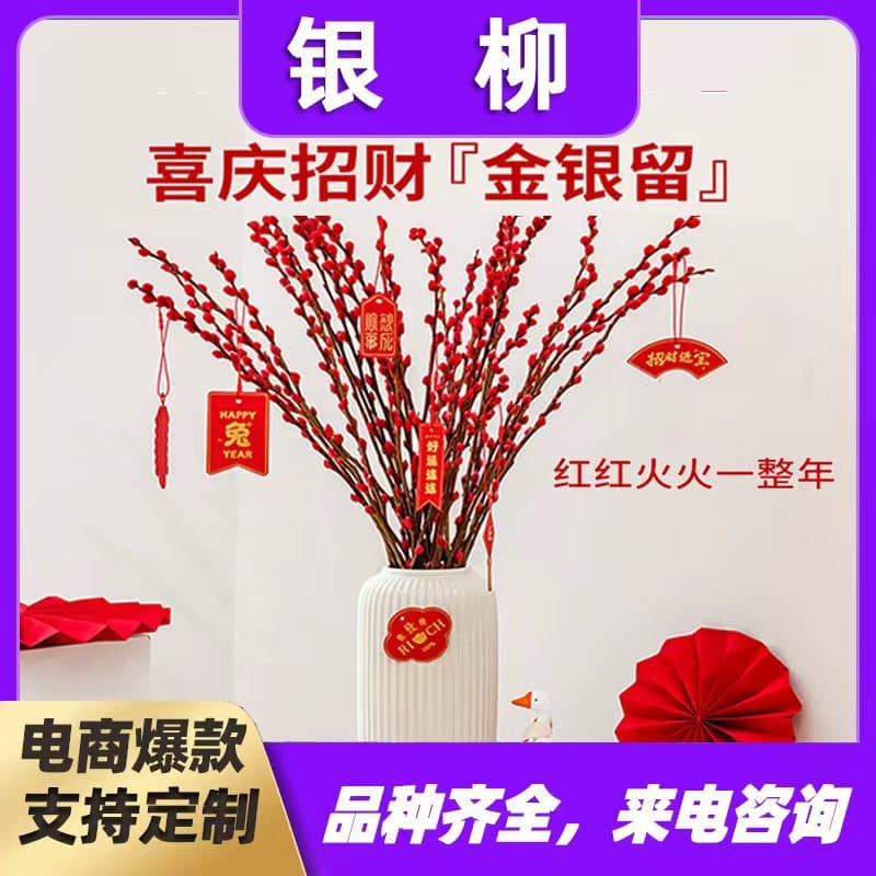 Red Willow New Year's Eve Fresh Flower Branches, Large Floor-standing Dried Flower Arrangement for Living Room, Indoor Red Willow Stems