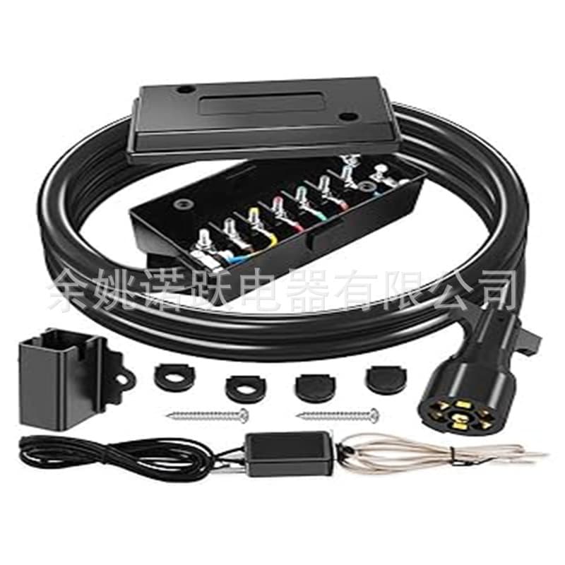 Road Trailer Wire 8ft with 7-Gang Junction Box Kit, 7-Way Trailer Wire Harness Kit and Trailer Disconnect