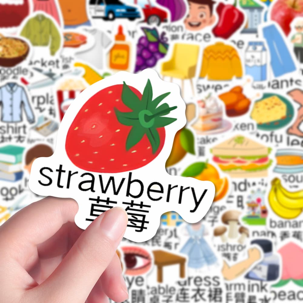 260 Elementary School English Stickers for Kids, Common Simple Words, Educational Notebook Journal Decals, Waterproof