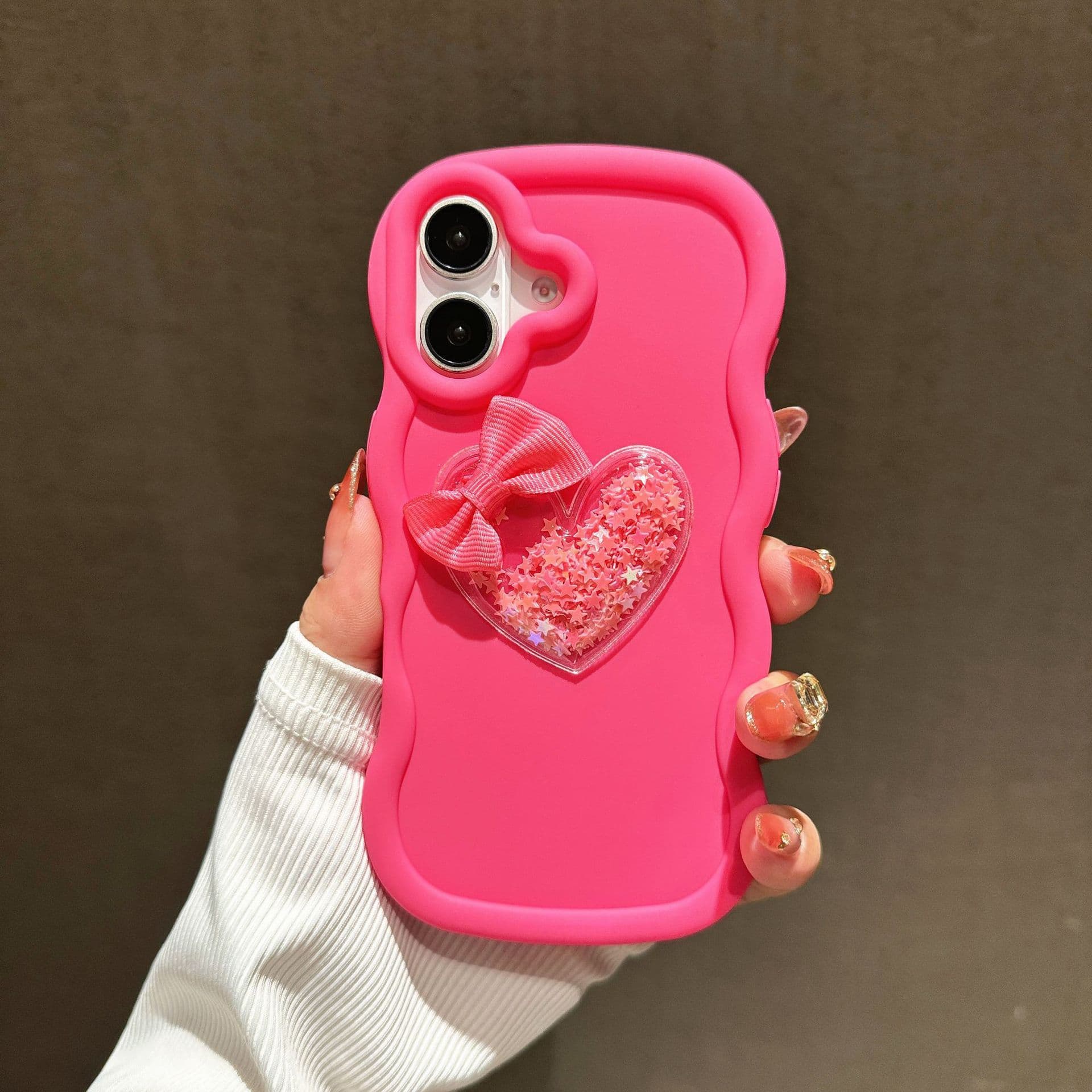 Compatible with Apple iPhone 17 Case 3D Heart Wave Edge iPhone 13 Frosted 14 New 12 Shockproof 11 Soft Case