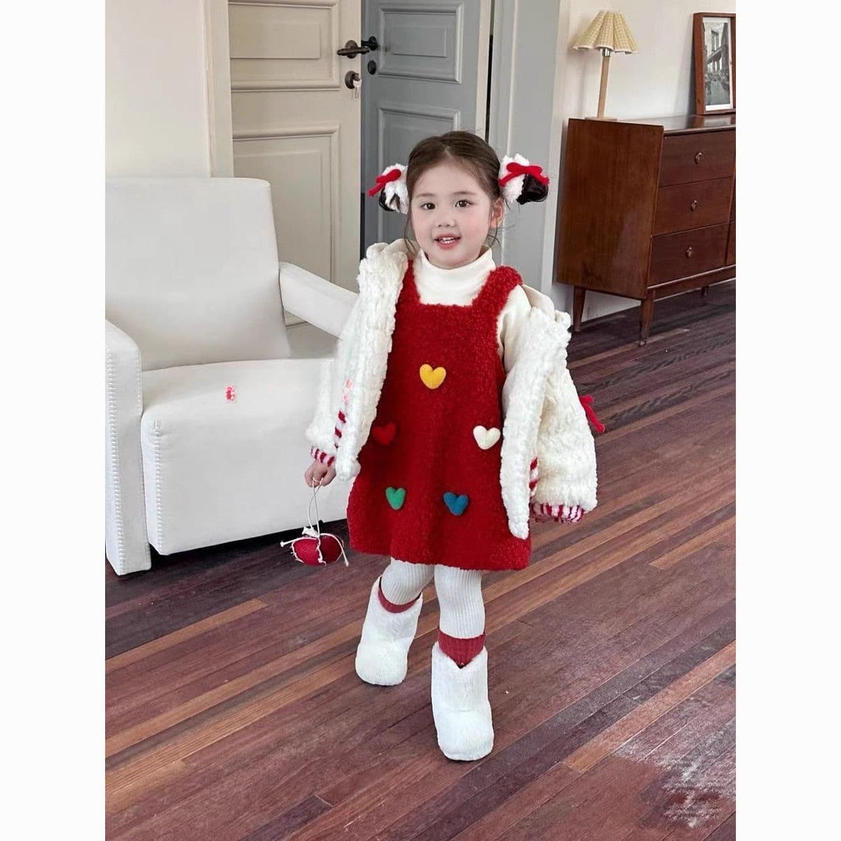 2025 New Fashionable Red Princess Dress for Girls, Baby Toddler Christmas Party Dress