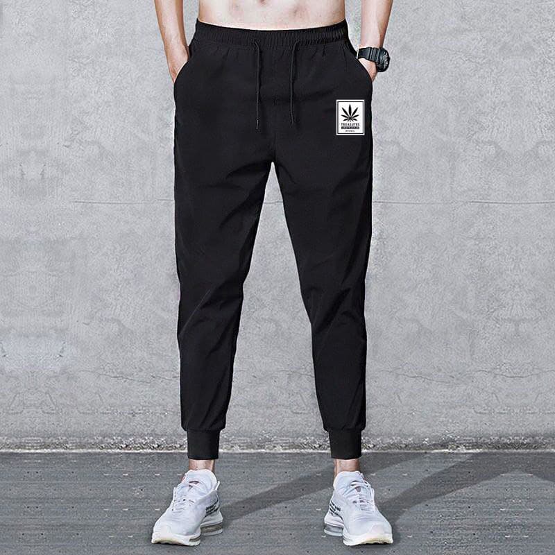 Trendy brand stretch sports casual pants for men, loose leg-tie spring and autumn new Korean style trendy black leg-tie trousers