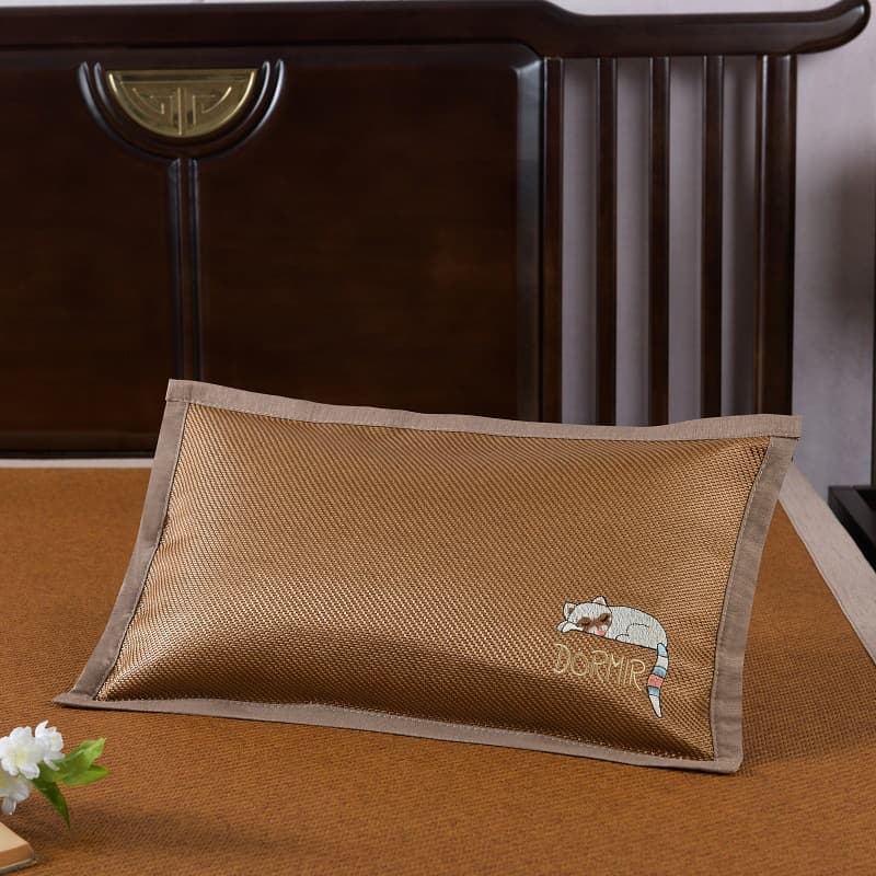 Summer Double-Sided Ice Silk Pillowcase, Cool Summer Mat Pillow Cover, Ice Rattan Pillowcase, Single Pack