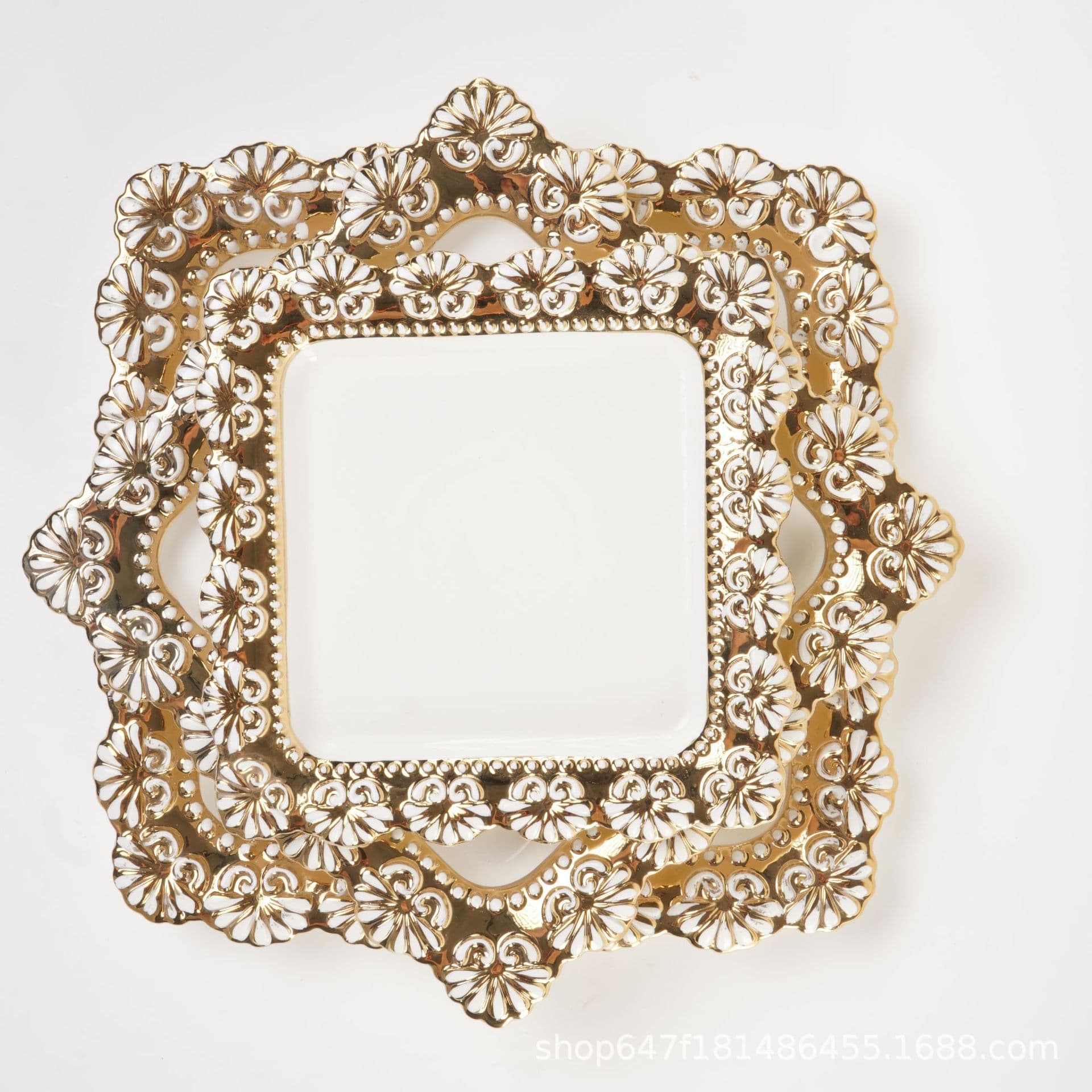 French retro relief palace style lace ceramic tableware square plate set cross-border export factory direct sales